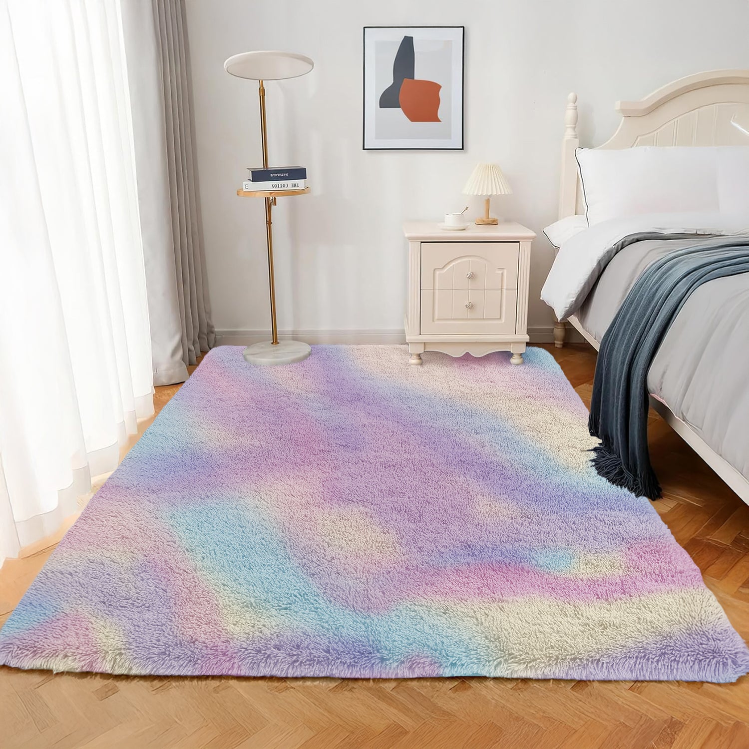 Tie Dye Fluffy Shaggy Rug Soft Thick Pile Colourful Area Rug