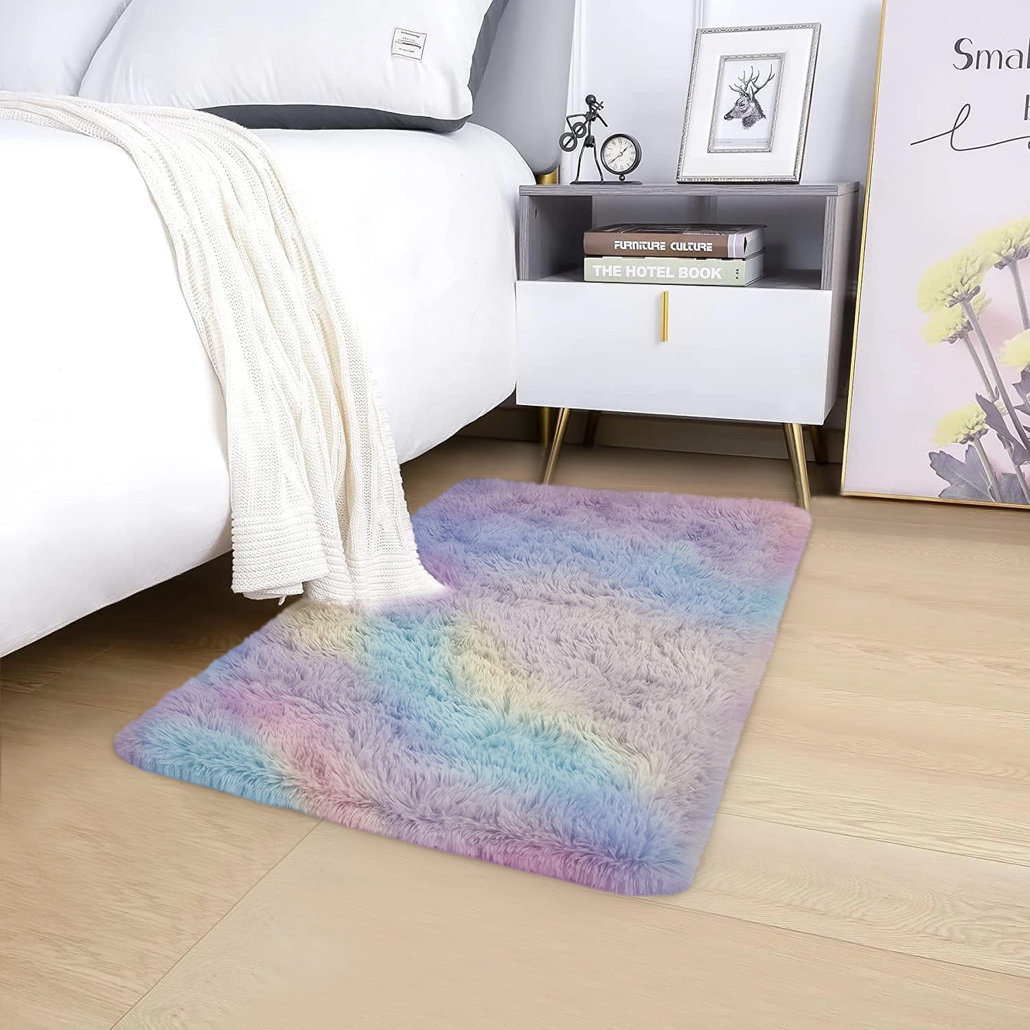 Tie Dye Fluffy Shaggy Rug Soft Thick Pile Colourful Area Rug