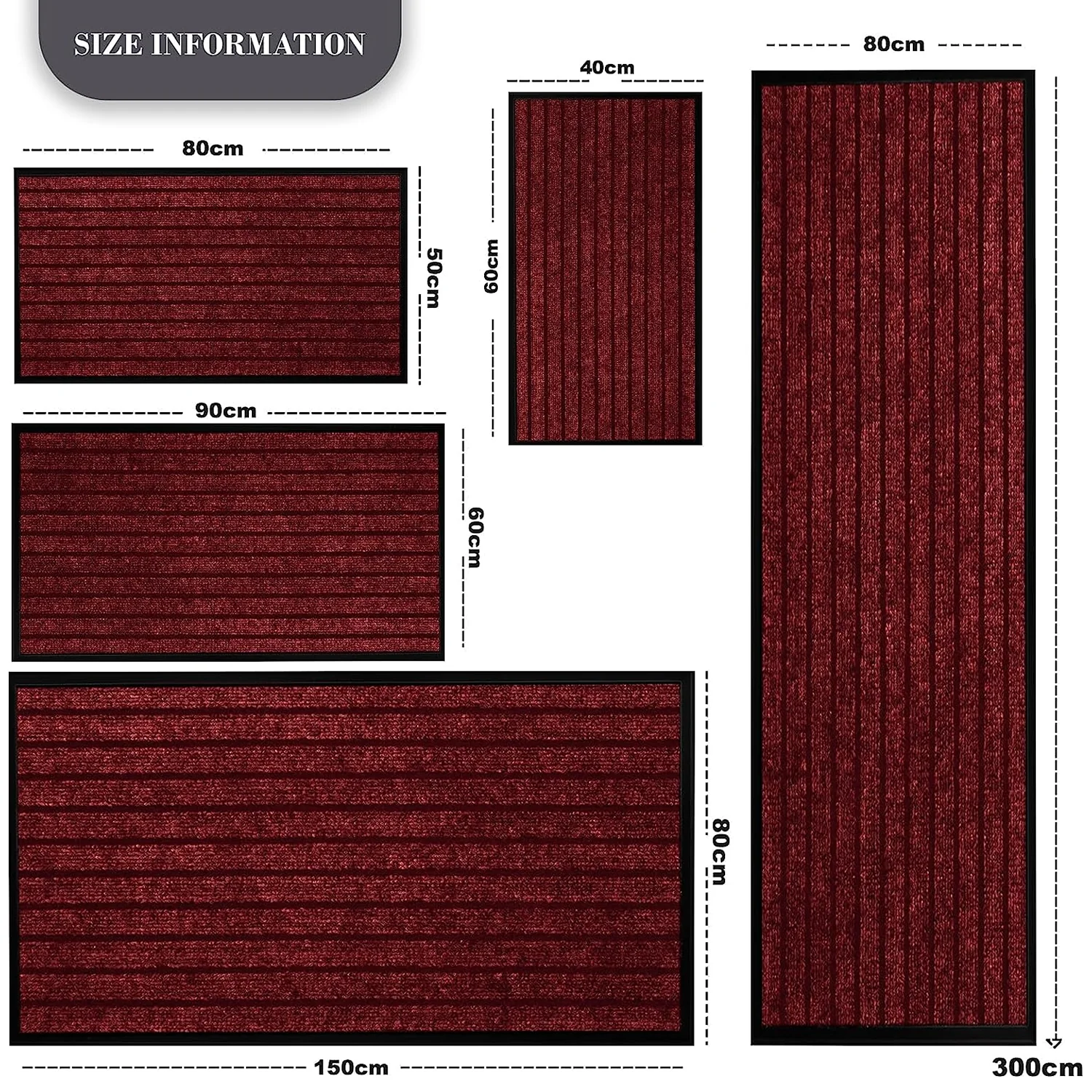 Washable Rubber Door Mat Indoor Outdoor Front Entryway Burgundy