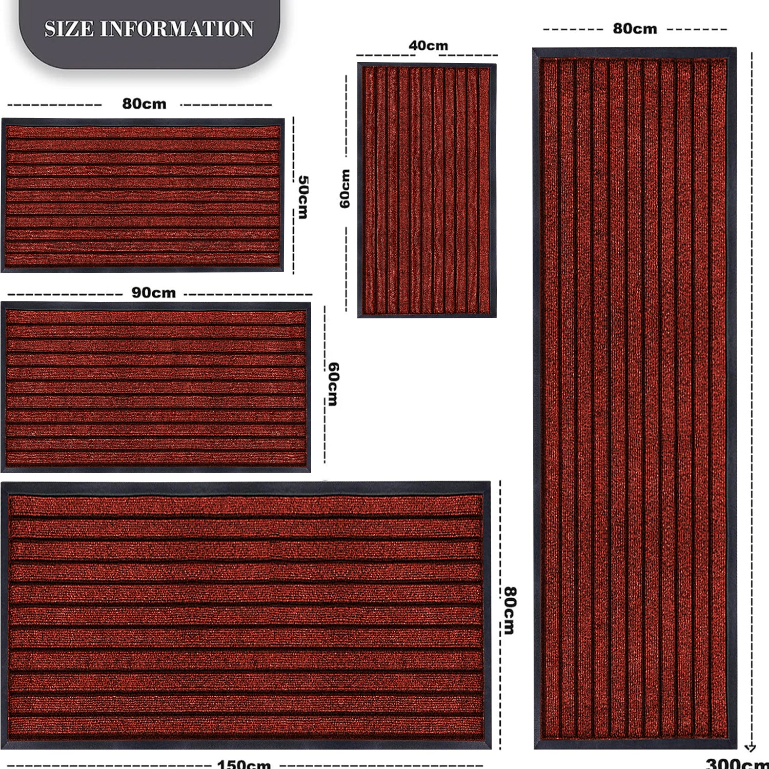Burgundy Rubber Door Mat - Outdoor Mat with Non slip Backing