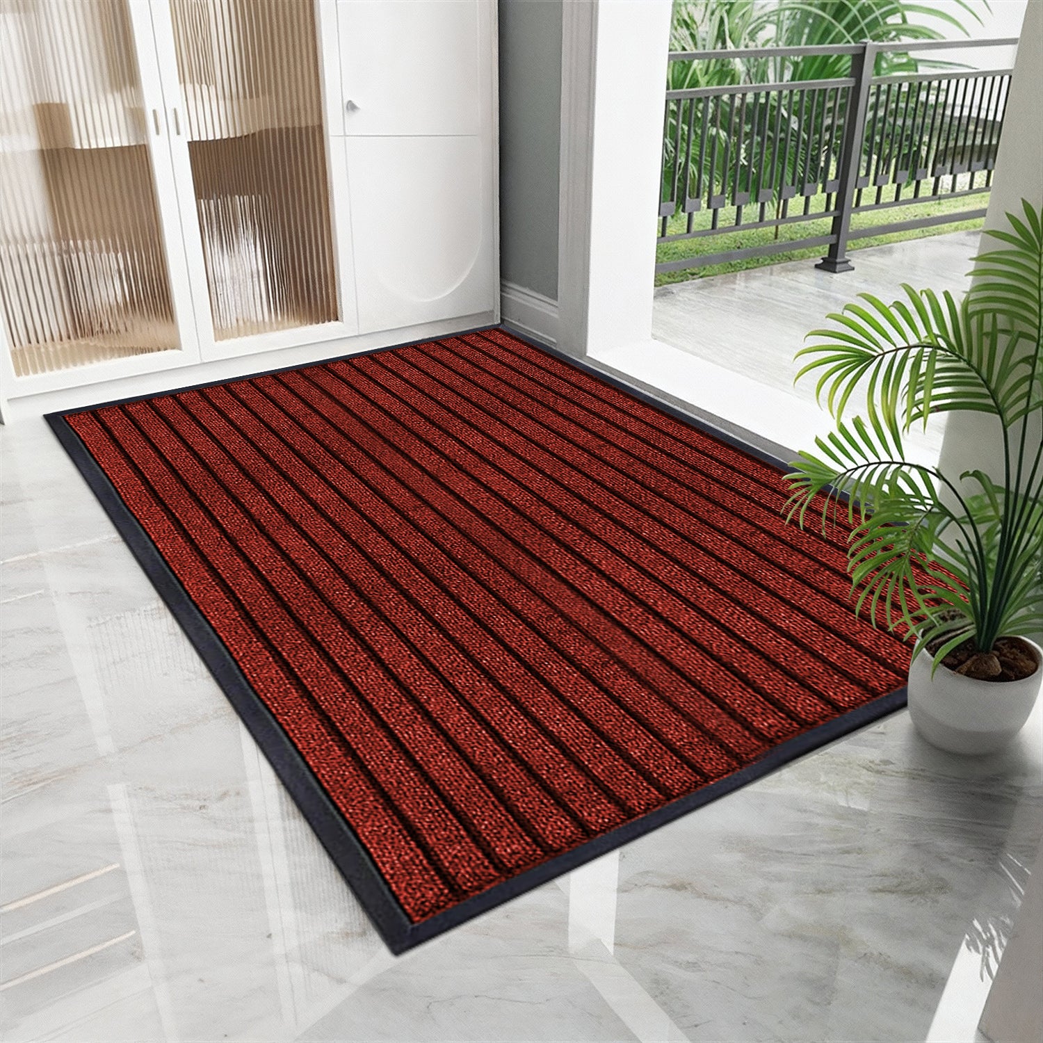 Burgundy Rubber Door Mat - Outdoor Mat with Non slip Backing