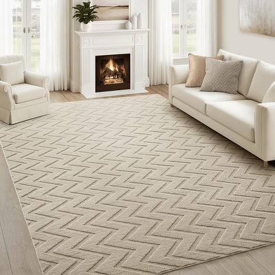 Chevron Zig Zag High-Low Pile Tufted Area Rug