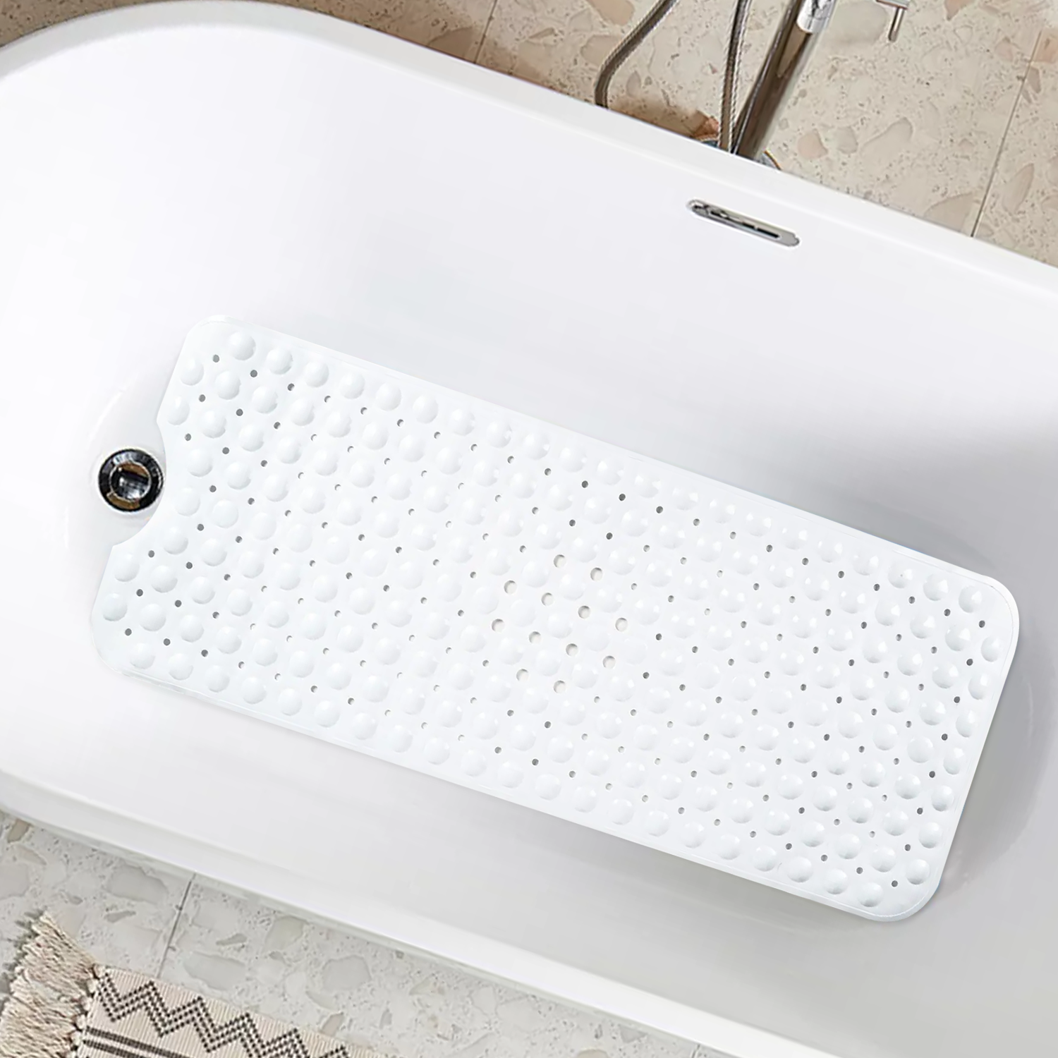 Non Slip Shower Mat for Inside Bath White